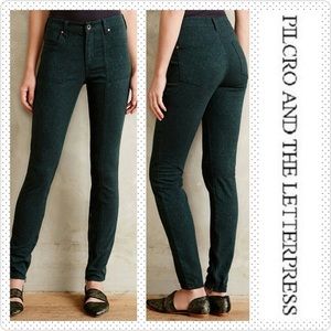 Pilcro Jacquard Utility Jeans in Forest Green